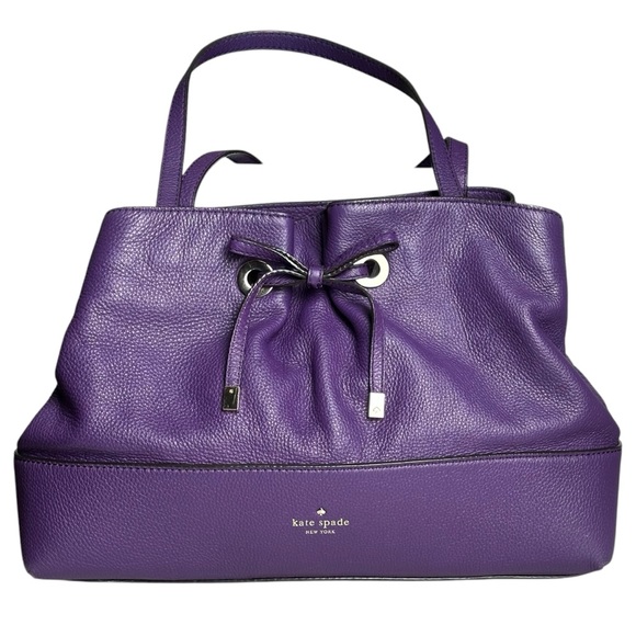 kate spade Handbags - Kate Spade Marianne Leather Top Handle Bag Purple Bow Girly Eclectic Purse